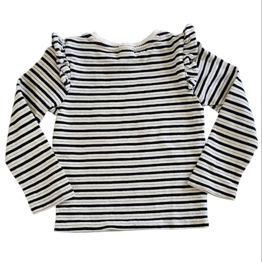 K1160 * Gymboree Girls Striped Daisy Top White Navy Blue Size 2T - Picture 3 of 8